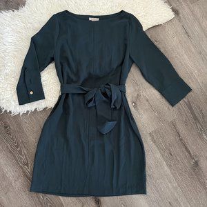 NWOT H&M Teal/Emerald Green Belted 3/4 Sleeve Dress Sz M